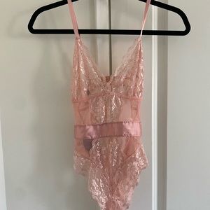 Pink Lingerie Lace Bodysuit